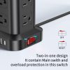 Extension Cord with Multiple Outlets Surge Protector Mini Power Strip Tower Travel 12 AC 4 USB (1 USB C) Power Strip with USB Ports Surge Protector Tower 6.5FT Overload Protection for Home Office